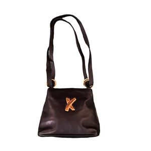 Paloma Picasso Hug Signature Black Leather Shoulder Bag, EUC